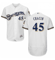 Mens Majestic Milwaukee Brewers 45 Jhoulys Chacin White Home Flex Base Authentic Collection MLB Jersey Mens Majestic Milwaukee Brewers 45 Jhoulys Chacin White Home Flex Base Authentic Collection MLB Jersey