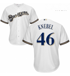 Mens Majestic Milwaukee Brewers 46 Corey Knebel Replica White Home Cool Base MLB Jersey Mens Majestic Milwaukee Brewers 46 Corey Knebel Replica White Home Cool Base MLB Jersey