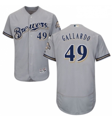 Mens Majestic Milwaukee Brewers 49 Yovani Gallardo Grey Road Flex Base Authentic Collection MLB Jersey Mens Majestic Milwaukee Brewers 49 Yovani Gallardo Grey Road Flex Base Authentic Collection MLB Jersey