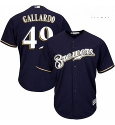 Mens Majestic Milwaukee Brewers 49 Yovani Gallardo Replica Navy Blue Alternate Cool Base MLB Jersey Mens Majestic Milwaukee Brewers 49 Yovani Gallardo Replica Navy Blue Alternate Cool Base MLB Jersey
