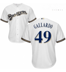 Mens Majestic Milwaukee Brewers 49 Yovani Gallardo Replica White Home Cool Base MLB Jersey Mens Majestic Milwaukee Brewers 49 Yovani Gallardo Replica White Home Cool Base MLB Jersey