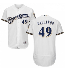 Mens Majestic Milwaukee Brewers 49 Yovani Gallardo White Home Flex Base Authentic Collection MLB Jersey Mens Majestic Milwaukee Brewers 49 Yovani Gallardo White Home Flex Base Authentic Collection MLB Jersey