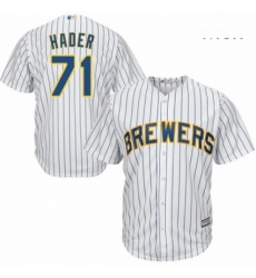 Mens Majestic Milwaukee Brewers 71 Josh Hader Replica White Home Cool Base MLB Jersey Mens Majestic Milwaukee Brewers 71 Josh Hader Replica White Home Cool Base MLB Jersey