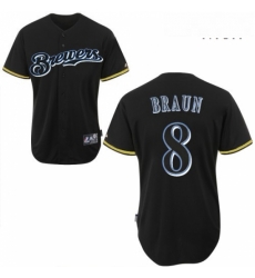 Mens Majestic Milwaukee Brewers 8 Ryan Braun Replica Black Fashion MLB Jersey Mens Majestic Milwaukee Brewers 8 Ryan Braun Replica Black Fashion MLB Jersey