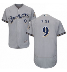 Mens Majestic Milwaukee Brewers 9 Manny Pina Grey Road Flex Base Authentic Collection MLB Jersey Mens Majestic Milwaukee Brewers 9 Manny Pina Grey Road Flex Base Authentic Collection MLB Jersey