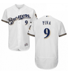 Mens Majestic Milwaukee Brewers 9 Manny Pina Navy Blue Alternate Flex Base Authentic Collection MLB Jersey Mens Majestic Milwaukee Brewers 9 Manny Pina Navy Blue Alternate Flex Base Authentic Collection MLB Jersey