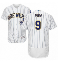 Mens Majestic Milwaukee Brewers 9 Manny Pina White Home Flex Base Authentic Collection MLB Jersey Mens Majestic Milwaukee Brewers 9 Manny Pina White Home Flex Base Authentic Collection MLB Jersey