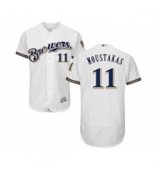 Mens Milwaukee Brewers 11 Mike Moustakas White Alternate Flex Base Authentic Collection Baseball Jersey Mens Milwaukee Brewers 11 Mike Moustakas White Alternate Flex Base Authentic Collection Baseball Jersey