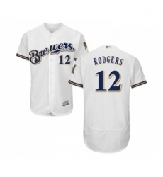 Mens Milwaukee Brewers 12 Aaron Rodgers White Alternate Flex Base Authentic Collection Baseball Jersey Mens Milwaukee Brewers 12 Aaron Rodgers White Alternate Flex Base Authentic Collection Baseball Jersey