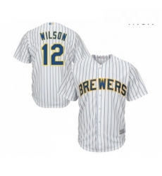 Mens Milwaukee Brewers 12 Alex Wilson Replica White Home Cool Base Baseball Jersey Mens Milwaukee Brewers 12 Alex Wilson Replica White Home Cool Base Baseball Jersey