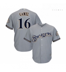 Mens Milwaukee Brewers 16 Ben Gamel Replica Grey Road Cool Base Baseball Jersey Mens Milwaukee Brewers 16 Ben Gamel Replica Grey Road Cool Base Baseball Jersey