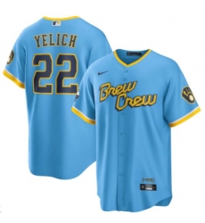 Men's Milwaukee Brewers #22 Christian Yelich 2022 City Connect Edition Jersey Men's Milwaukee Brewers #22 Christian Yelich 2022 City Connect Edition Jersey