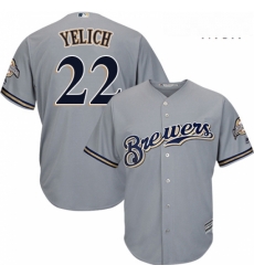 Mens Milwaukee Brewers 22 Christian Yelich Grey New Cool Base Stitched MLB Jersey Mens Milwaukee Brewers 22 Christian Yelich Grey New Cool Base Stitched MLB Jersey
