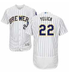 Mens Milwaukee Brewers 22 Christian Yelich White Strip Flexbase Authentic Collection Stitched MLB Jersey Mens Milwaukee Brewers 22 Christian Yelich White Strip Flexbase Authentic Collection Stitched MLB Jersey