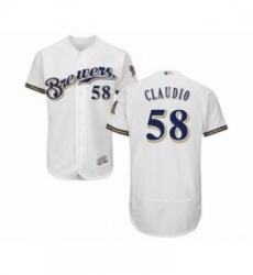 Mens Milwaukee Brewers 58 Alex Claudio White Alternate Flex Base Authentic Collection Baseball Jersey Mens Milwaukee Brewers 58 Alex Claudio White Alternate Flex Base Authentic Collection Baseball Jersey