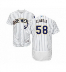 Mens Milwaukee Brewers 58 Alex Claudio White Home Flex Base Authentic Collection Baseball Jersey Mens Milwaukee Brewers 58 Alex Claudio White Home Flex Base Authentic Collection Baseball Jersey