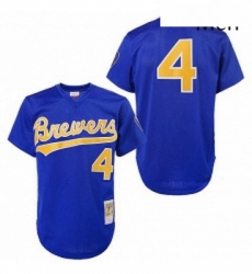 Mens Mitchell and Ness 1991 Milwaukee Brewers 4 Paul Molitor Replica Blue Throwback MLB Jersey Mens Mitchell and Ness 1991 Milwaukee Brewers 4 Paul Molitor Replica Blue Throwback MLB Jersey