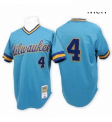 Mens Mitchell and Ness Milwaukee Brewers 4 Paul Molitor Replica Blue Throwback MLB Jersey Mens Mitchell and Ness Milwaukee Brewers 4 Paul Molitor Replica Blue Throwback MLB Jersey