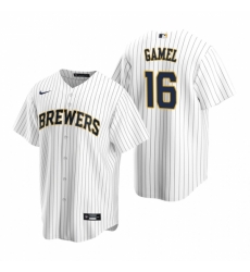Mens Nike Milwaukee Brewers 16 Ben Gamel White Alternate Stitched Baseball Jersey Mens Nike Milwaukee Brewers 16 Ben Gamel White Alternate Stitched Baseball Jersey