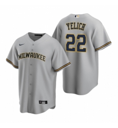 Mens Nike Milwaukee Brewers 22 Christian Yelich Gray Road Stitched Baseball Jersey Mens Nike Milwaukee Brewers 22 Christian Yelich Gray Road Stitched Baseball Jersey