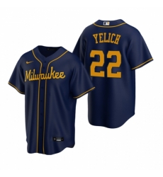 Mens Nike Milwaukee Brewers 22 Christian Yelich Navy Alternate Stitched Baseball Jersey Mens Nike Milwaukee Brewers 22 Christian Yelich Navy Alternate Stitched Baseball Jersey
