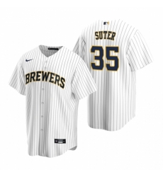 Mens Nike Milwaukee Brewers 35 Brent Suter White Alternate Stitched Baseball Jersey Mens Nike Milwaukee Brewers 35 Brent Suter White Alternate Stitched Baseball Jersey