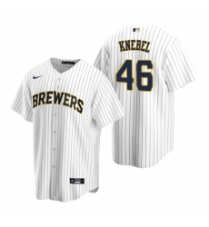 Mens Nike Milwaukee Brewers 46 Corey Knebel White Alternate Stitched Baseball Jersey Mens Nike Milwaukee Brewers 46 Corey Knebel White Alternate Stitched Baseball Jersey