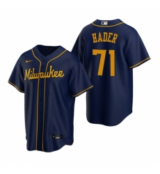Mens Nike Milwaukee Brewers 71 Josh Hader Navy Alternate Stitched Baseball Jersey Mens Nike Milwaukee Brewers 71 Josh Hader Navy Alternate Stitched Baseball Jersey