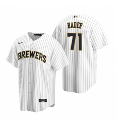 Mens Nike Milwaukee Brewers 71 Josh Hader White Alternate Stitched Baseball Jersey Mens Nike Milwaukee Brewers 71 Josh Hader White Alternate Stitched Baseball Jersey