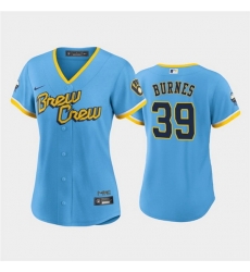 Women Milwaukee Brewers 39 Corbin Burnes 2022 Powder Blue City Connect Cool Base Stitched Jersey Women Milwaukee Brewers 39 Corbin Burnes 2022 Powder Blue City Connect Cool Base Stitched Jersey