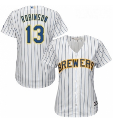 Womens Majestic Milwaukee Brewers 13 Glenn Robinson Authentic White Alternate Cool Base MLB Jersey Womens Majestic Milwaukee Brewers 13 Glenn Robinson Authentic White Alternate Cool Base MLB Jersey