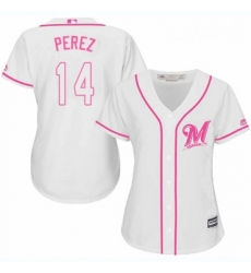 Womens Majestic Milwaukee Brewers 14 Hernan Perez Replica White Fashion Cool Base MLB Jersey Womens Majestic Milwaukee Brewers 14 Hernan Perez Replica White Fashion Cool Base MLB Jersey