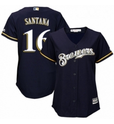 Womens Majestic Milwaukee Brewers 16 Domingo Santana Authentic White Alternate Cool Base MLB Jersey Womens Majestic Milwaukee Brewers 16 Domingo Santana Authentic White Alternate Cool Base MLB Jersey