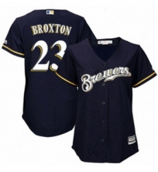 Womens Majestic Milwaukee Brewers 23 Keon Broxton Replica White Alternate Cool Base MLB Jersey Womens Majestic Milwaukee Brewers 23 Keon Broxton Replica White Alternate Cool Base MLB Jersey