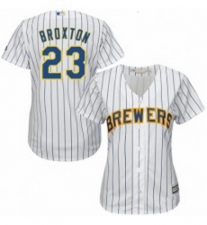 Womens Majestic Milwaukee Brewers 23 Keon Broxton Replica White Home Cool Base MLB Jersey Womens Majestic Milwaukee Brewers 23 Keon Broxton Replica White Home Cool Base MLB Jersey
