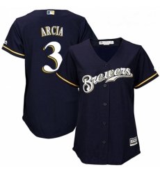 Womens Majestic Milwaukee Brewers 3 Orlando Arcia Replica Navy Blue Alternate Cool Base MLB Jersey Womens Majestic Milwaukee Brewers 3 Orlando Arcia Replica Navy Blue Alternate Cool Base MLB Jersey