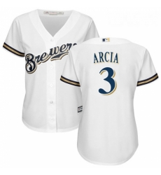 Womens Majestic Milwaukee Brewers 3 Orlando Arcia Replica White Home Cool Base MLB Jersey Womens Majestic Milwaukee Brewers 3 Orlando Arcia Replica White Home Cool Base MLB Jersey
