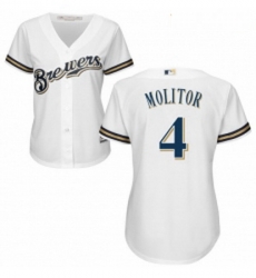 Womens Majestic Milwaukee Brewers 4 Paul Molitor Authentic White Home Cool Base MLB Jersey Womens Majestic Milwaukee Brewers 4 Paul Molitor Authentic White Home Cool Base MLB Jersey