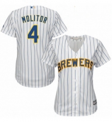 Womens Majestic Milwaukee Brewers 4 Paul Molitor Replica White Alternate Cool Base MLB Jersey Womens Majestic Milwaukee Brewers 4 Paul Molitor Replica White Alternate Cool Base MLB Jersey