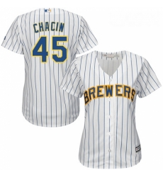 Womens Majestic Milwaukee Brewers 45 Jhoulys Chacin Authentic White Alternate Cool Base MLB Jersey Womens Majestic Milwaukee Brewers 45 Jhoulys Chacin Authentic White Alternate Cool Base MLB Jersey