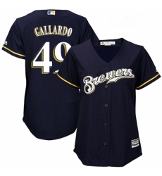 Womens Majestic Milwaukee Brewers 49 Yovani Gallardo Replica Navy Blue Alternate Cool Base MLB Jersey Womens Majestic Milwaukee Brewers 49 Yovani Gallardo Replica Navy Blue Alternate Cool Base MLB Jersey