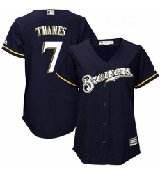 Womens Majestic Milwaukee Brewers 7 Eric Thames Authentic Navy Blue Alternate Cool Base MLB Jersey Womens Majestic Milwaukee Brewers 7 Eric Thames Authentic Navy Blue Alternate Cool Base MLB Jersey