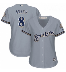 Womens Majestic Milwaukee Brewers 8 Ryan Braun Authentic Grey Road Cool Base MLB Jersey Womens Majestic Milwaukee Brewers 8 Ryan Braun Authentic Grey Road Cool Base MLB Jersey