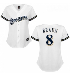 Womens Majestic Milwaukee Brewers 8 Ryan Braun Authentic White MLB Jersey Womens Majestic Milwaukee Brewers 8 Ryan Braun Authentic White MLB Jersey