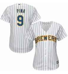 Womens Majestic Milwaukee Brewers 9 Manny Pina Authentic White Home Cool Base MLB Jersey Womens Majestic Milwaukee Brewers 9 Manny Pina Authentic White Home Cool Base MLB Jersey