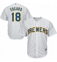 Youth Majestic Milwaukee Brewers 18 Eric Sogard Authentic White Home Cool Base MLB Jersey Youth Majestic Milwaukee Brewers 18 Eric Sogard Authentic White Home Cool Base MLB Jersey