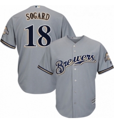 Youth Majestic Milwaukee Brewers 18 Eric Sogard Replica Grey Road Cool Base MLB Jersey Youth Majestic Milwaukee Brewers 18 Eric Sogard Replica Grey Road Cool Base MLB Jersey
