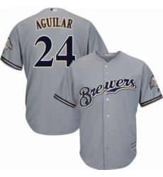 Youth Majestic Milwaukee Brewers 24 Jesus Aguilar Authentic Grey Road Cool Base MLB Jersey Youth Majestic Milwaukee Brewers 24 Jesus Aguilar Authentic Grey Road Cool Base MLB Jersey