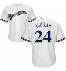 Youth Majestic Milwaukee Brewers 24 Jesus Aguilar Replica White Alternate Cool Base MLB Jersey Youth Majestic Milwaukee Brewers 24 Jesus Aguilar Replica White Alternate Cool Base MLB Jersey