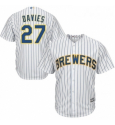 Youth Majestic Milwaukee Brewers 27 Zach Davies Authentic White Home Cool Base MLB Jersey Youth Majestic Milwaukee Brewers 27 Zach Davies Authentic White Home Cool Base MLB Jersey